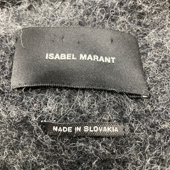 ISABEL MARANT CHARCOAL GREY DOUBLE BREASTED WOOL AND ALPACA MID LENGTH COAT - Picture 4 of 5